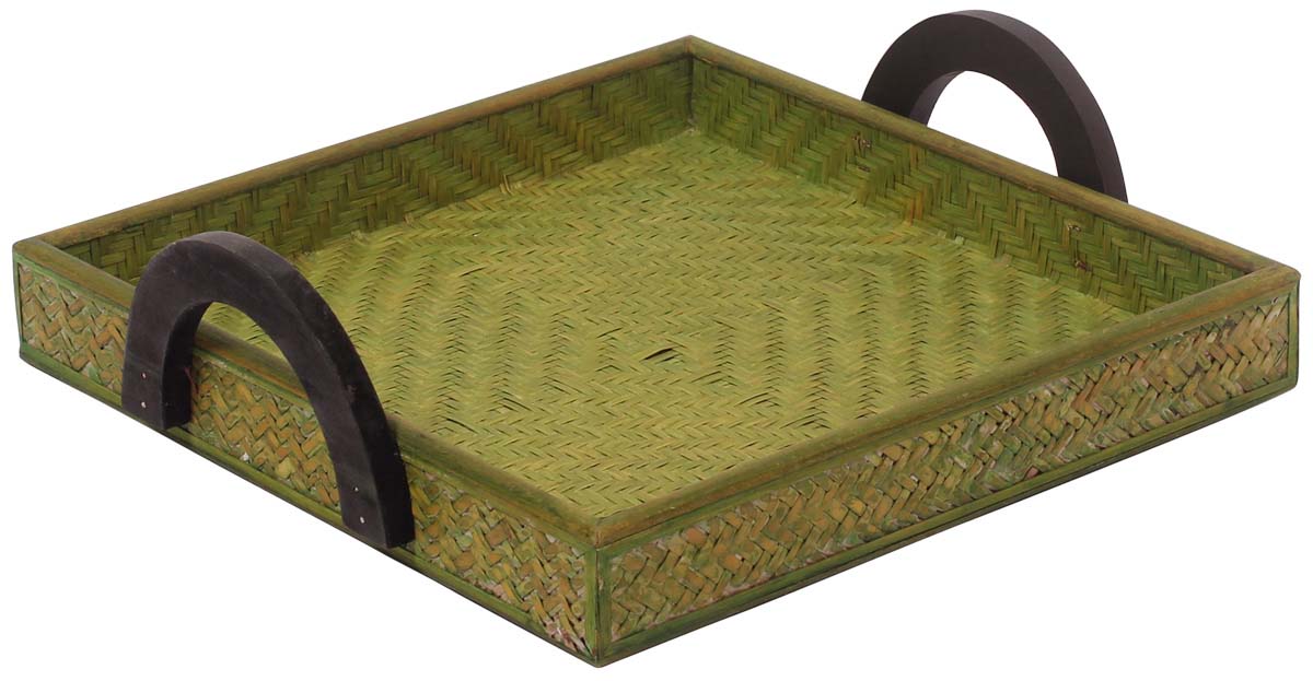 Buy in Bulk Wholesale Catchall Tray in Light Green 10" Square-Shaped - Hand-Woven in Eco-Friendly Bamboo - Organizers & Holders for Bedside Tables/Dressers - Home Decor