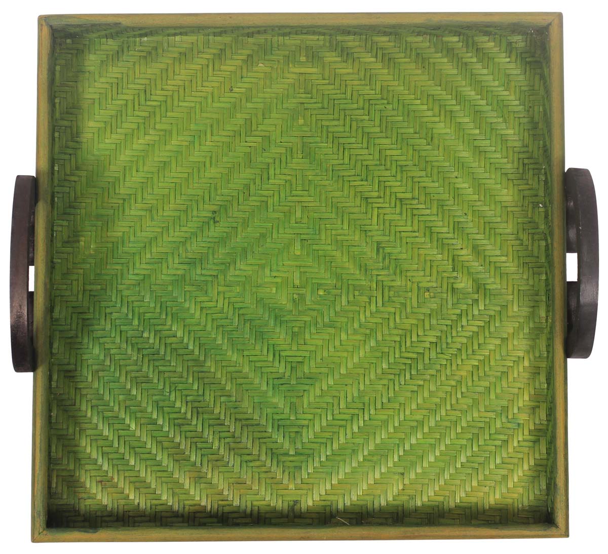 Buy in Bulk Wholesale 13.5" Square-Shaped Catchall Tray in Dark Green - Hand-Woven in Eco-Friendly Bamboo - Organizers & Holders for Bedside Center Tables - Home Decor