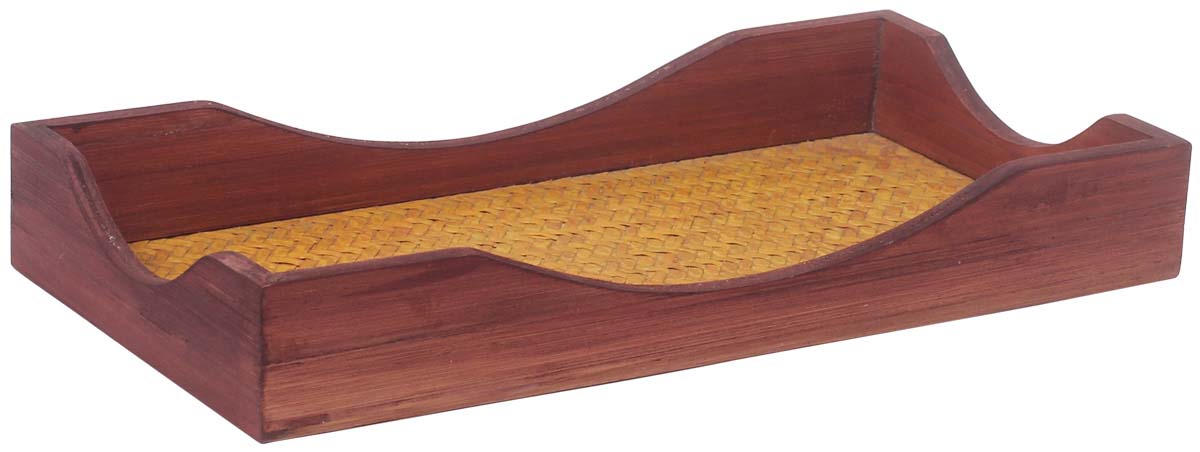Buy in Bulk Wholesale Catchall Tray in Bamboo - 10" Rectangular Beige & Brown Wooden borders - Decorative Trays for Bedside/Office/Center Tables - Organizers & Holders