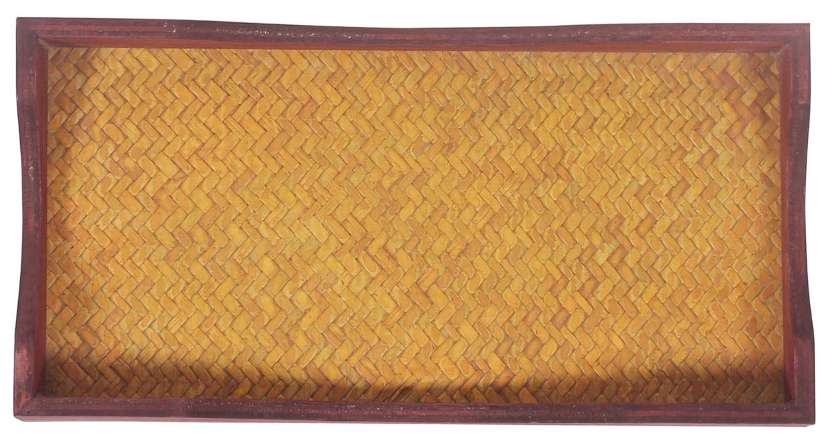 Buy in Bulk Wholesale Catchall Tray in Bamboo - 10" Rectangular Beige & Brown Wooden borders - Decorative Trays for Bedside/Office/Center Tables - Organizers & Holders