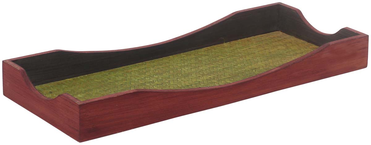 Buy in Bulk Wholesale Catchall Tray in Bamboo - 14" Rectangular Green & Brown Wooden borders - Decorative Trays for Bedside/Office/Center Tables - Organizers & Holders