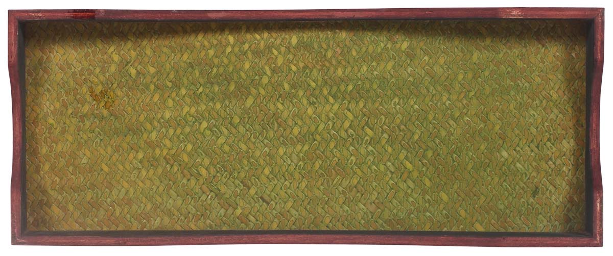 Buy in Bulk Wholesale Catchall Tray in Bamboo - 14" Rectangular Green & Brown Wooden borders - Decorative Trays for Bedside/Office/Center Tables - Organizers & Holders