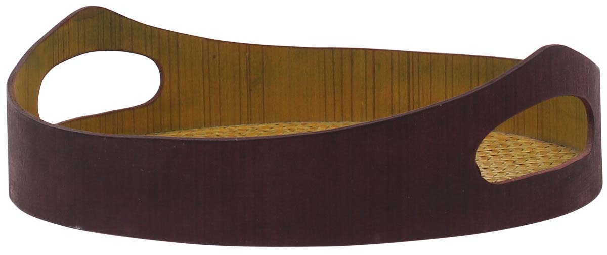 Buy in Bulk Wholesale Catchall Tray in Bamboo - 10.5" Round Green & Brown - Wooden Border - Twin Cut-Out Handles - Organizers/Holders - Home/Office Decor