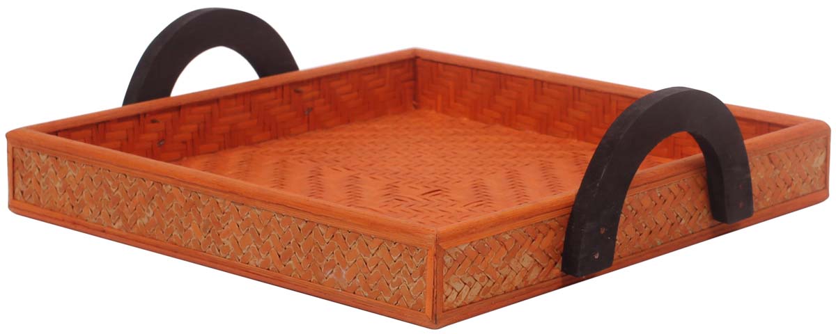 Buy in Bulk Wholesale Catchall Tray in Orange - 11" Square-Shaped Bamboo & Wood - Decorative Trays - Organizers & Holders - Home & Office Decor