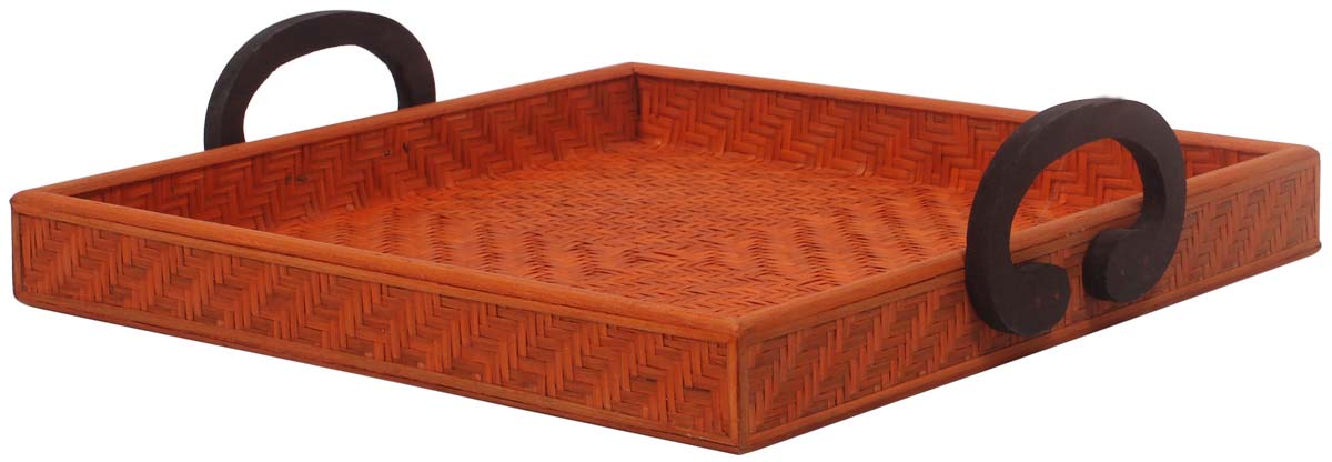 Buy in Bulk Wholesale Catchall Tray in Orange - 13" Square-Shaped Bamboo & Wood - Decorative Trays - Organizers & Holders - Home & Office Decor