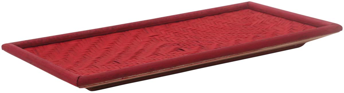 Buy in Bulk Wholesale Decorative Tray in Bamboo 11.5" Red Color - Rectangle-Shaped - Rustic-Look Home Decor