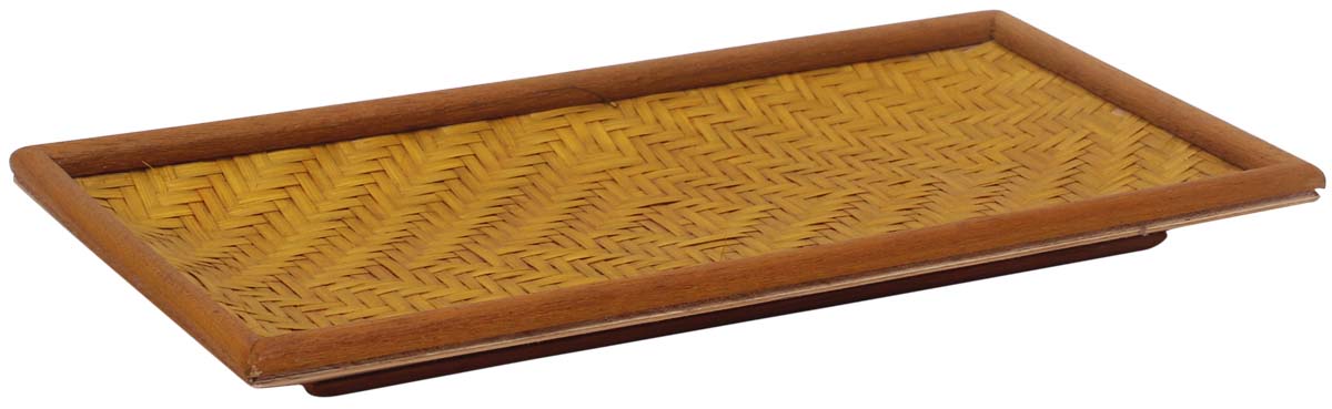 Buy in Bulk Wholesale Decorative Tray in Bamboo - 11.5" Olive Green Rectangle-Shaped - Rustic-Look Home Decor