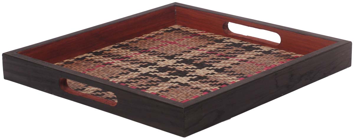 11" Multicolored Catchall Tray in Bamboo & Wood - Square-Shaped - Organizers & Holders for Bedside Tables / Dressers / Working Desks - Home / Office Decor - Buy in Bulk Wholesale