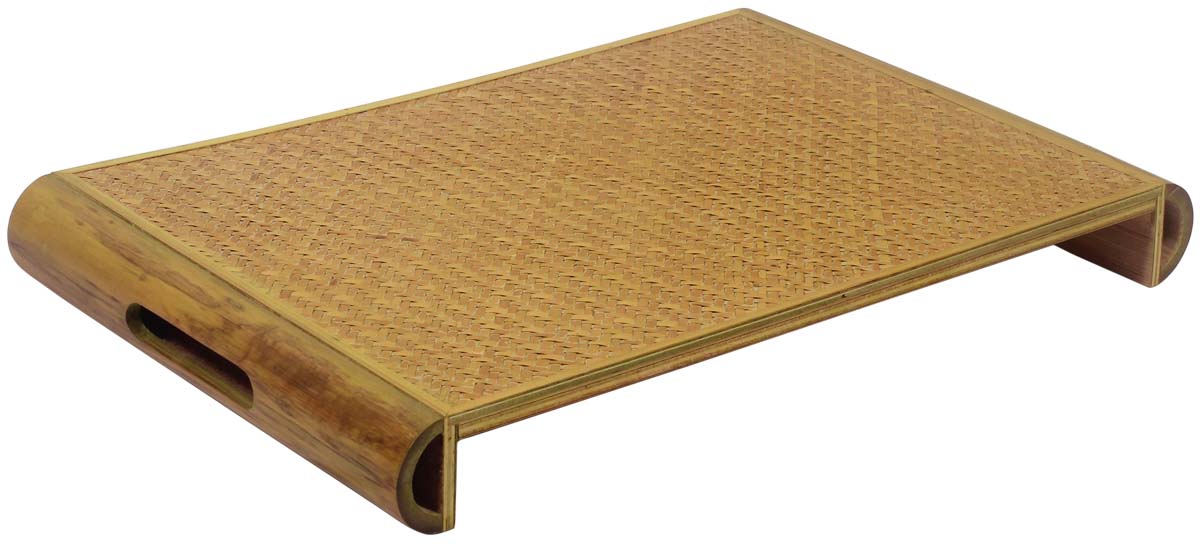 Buy in Bulk Wholesale Decorative Tray - 17" Rectangle Shaped Lemon Green Color - Handmade in Bamboo - Eco-friendly - Home/Office Decor