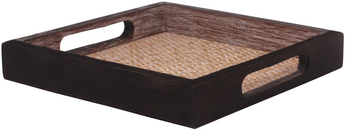 Buy in Bulk Wholesale Catchall Tray 8" Beige & Black Square-Shaped - Organizers & Holders - Antique-Finish - Bamboo Handicrafts from India