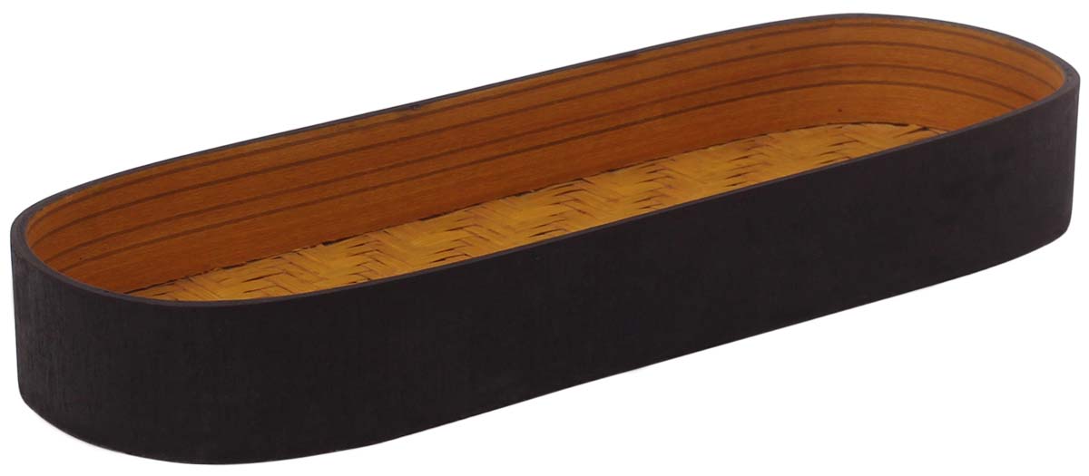 Buy in Bulk Wholesale Storage Basket/ Tray 9.5" Oval-Shaped - Black & Caramel Color - Handmade in Bamboo - Organizers for Closets/Working Desks/Dressers - Home Decor
