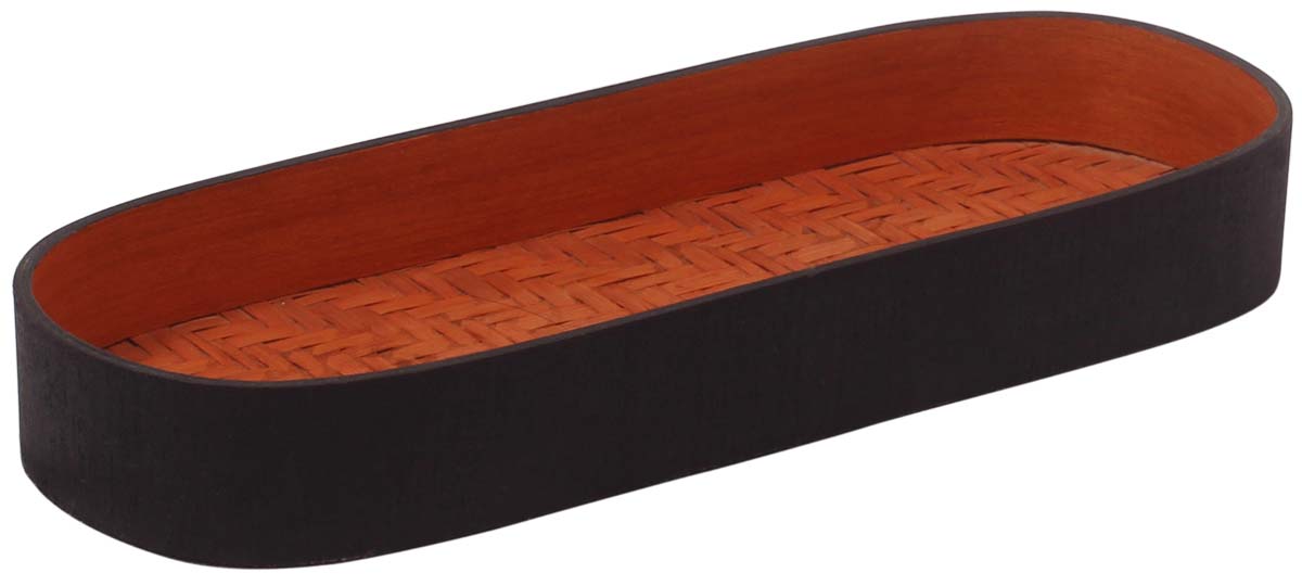 Buy in Bulk Wholesale Storage Basket/ Tray - 9.5" Oval-Shaped Black & Orange Color - Handmade in Bamboo - Organizers for Closets/Working Desks/Dressers - Home Decor