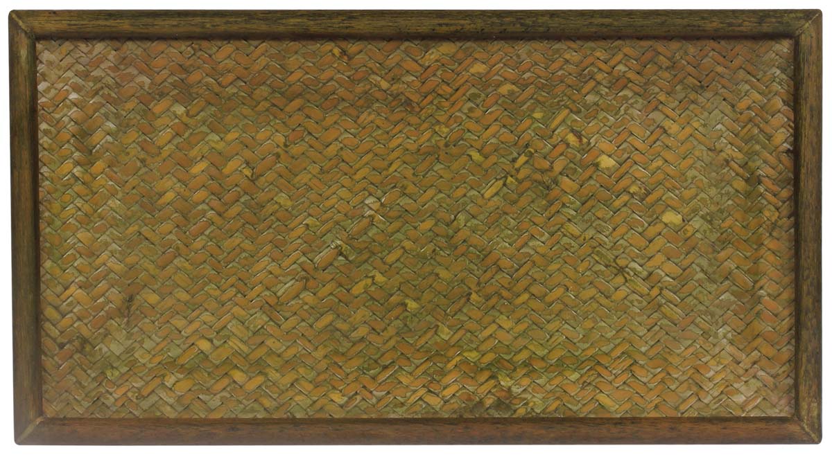 Buy in Bulk Wholesale Decorative Tray - 11" Rectangular Handmade in Bamboo - Shades of Green - Rustic-Look Home Decor