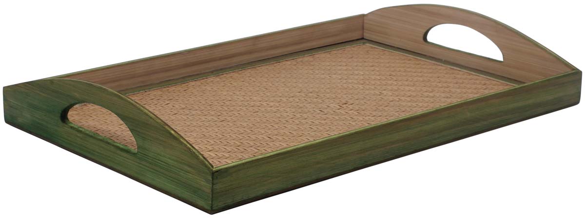 Buy in Bulk Wholesale Beige & Green Catchall Tray - Handmade in Bamboo - Eco-Friendly - Holders & Organizers - Decorative Trays - Home Decor