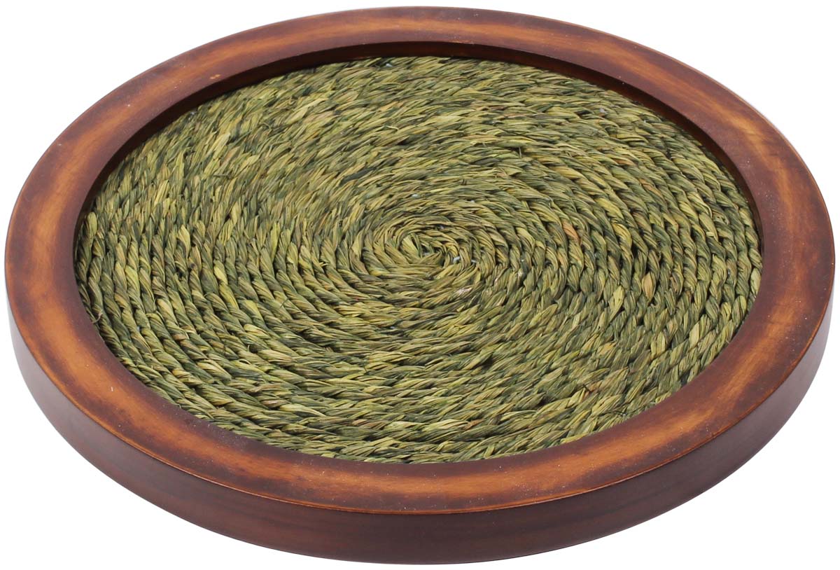 Green & Brown Trivet - Circle Shaped - Handmade in Sabai Grass & MDF - Dining Table Accessories - Home & Kitchen   Buy in Bulk Wholesale