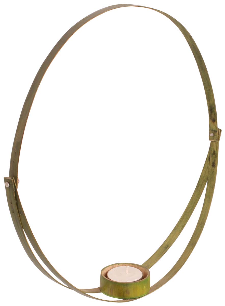 Tea-Light Candle Holder - Handmade in Bamboo - Green Color - Table-Top Accessories - Candle Decor - Buy in Bulk Wholesale