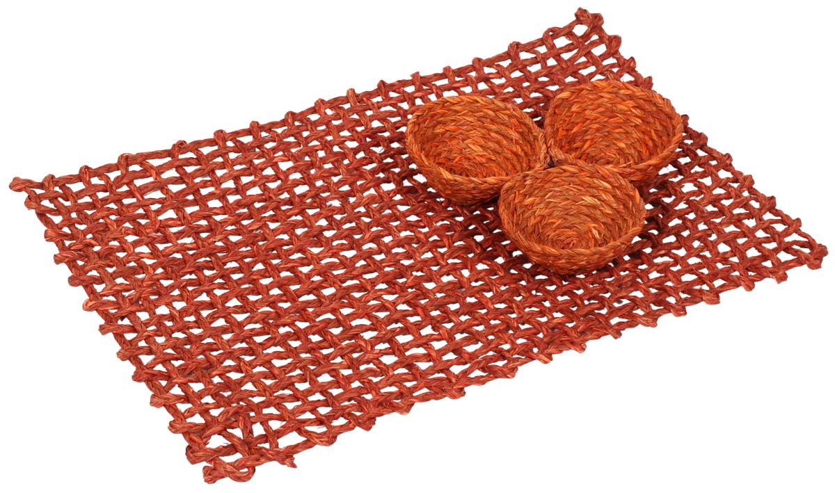Decorative Table Mat - Handmade in Sabai Grass - Orange Color - Table-Top Accessories - Home Decor - Buy in Bulk Wholesale