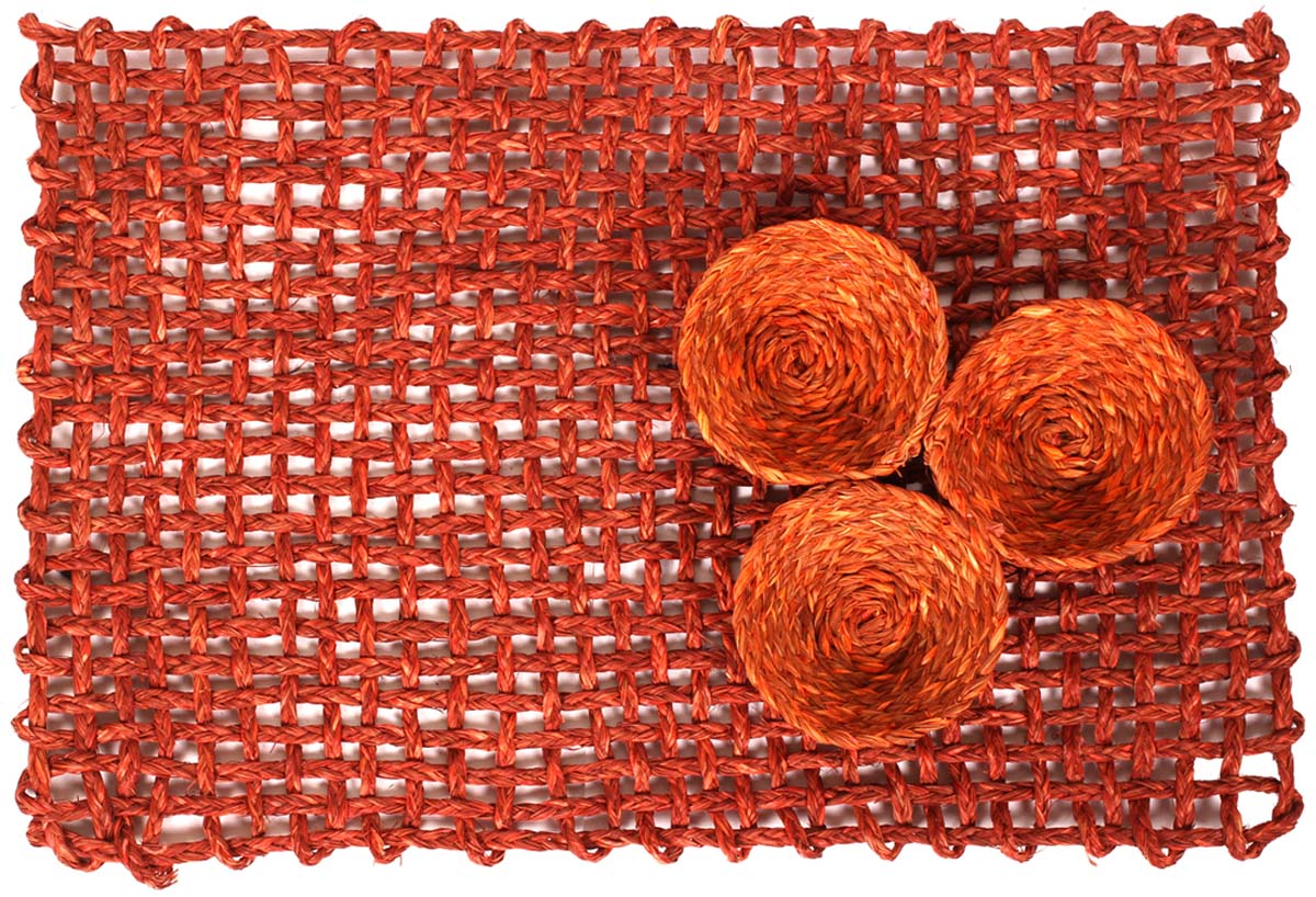 Decorative Table Mat - Handmade in Sabai Grass - Orange Color - Table-Top Accessories - Home Decor - Buy in Bulk Wholesale