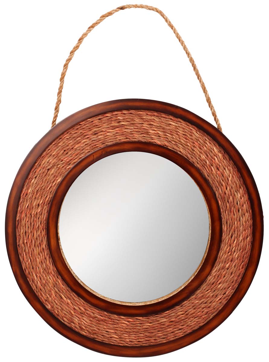 Wholesale Round Shaped 18” Blue Wall Mounted Hanging Mirror - Sabai Grass Decorations in Circular Pattern - Bulk Buy Gallery Solutions/Home & Wall Decor Mirrors from India