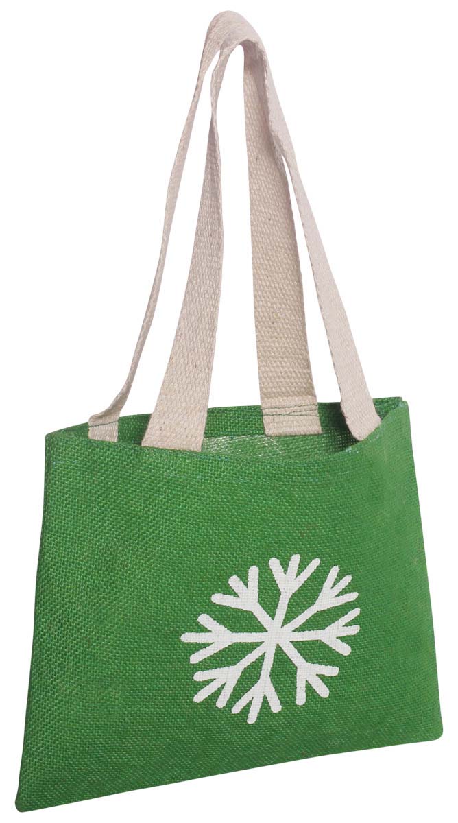 Green Handbag / Purse - Handmade in Eco-Friendly Jute - White Printed Motif - Twin Handles - Fashion Accessories - Buy in Bulk Wholesale