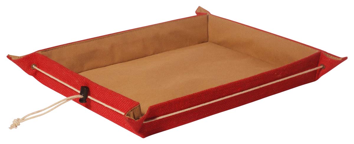 Buy in Bulk Wholesale Red & Brown Catchall Tray - Hard Cardboard & Jute - Organizers for Dressers/Working Desks/Bedside Tables - Home/Office Decor