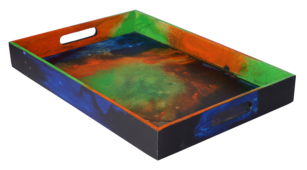 Buy in Bulk Wholesale Serving Tray in MDF Hand-Painted Dark & Bright - Multicolored - Kitchen Accessories