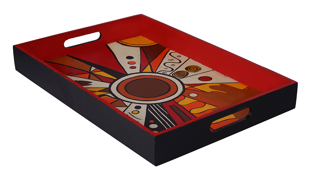 Buy in Bulk Wholesale Serving Tray in MDF Hand-Painted Modern-Art - Multicolored - Kitchen Accessories