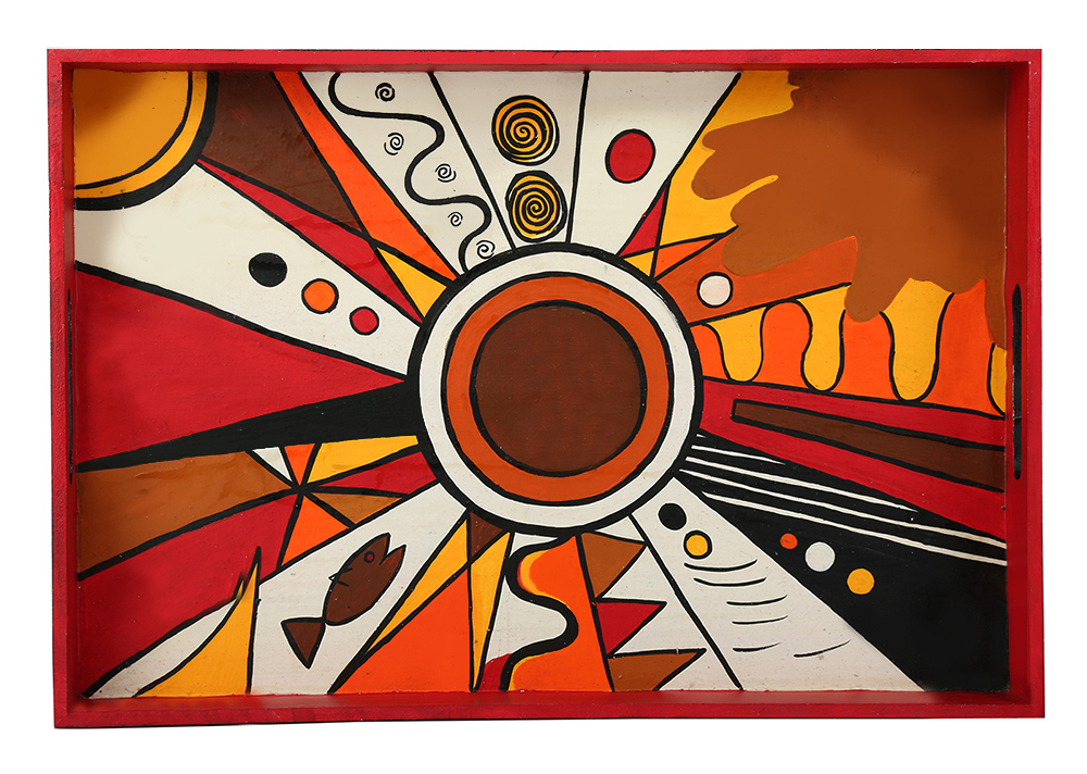 Buy in Bulk Wholesale Serving Tray in MDF Hand-Painted Modern-Art - Multicolored - Kitchen Accessories