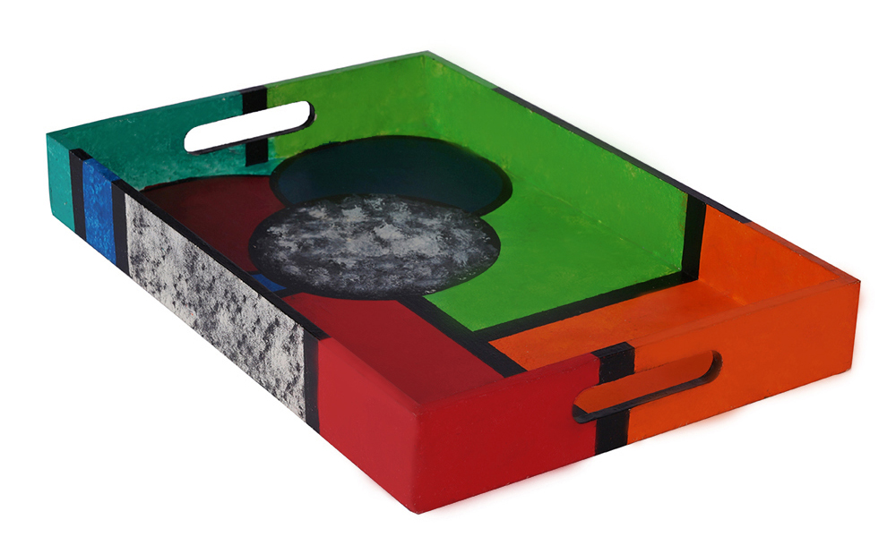 Buy in Bulk Wholesale Serving Tray in MDF Hand-Painted Colors of Compassion - Multicolored - Kitchen Accessories