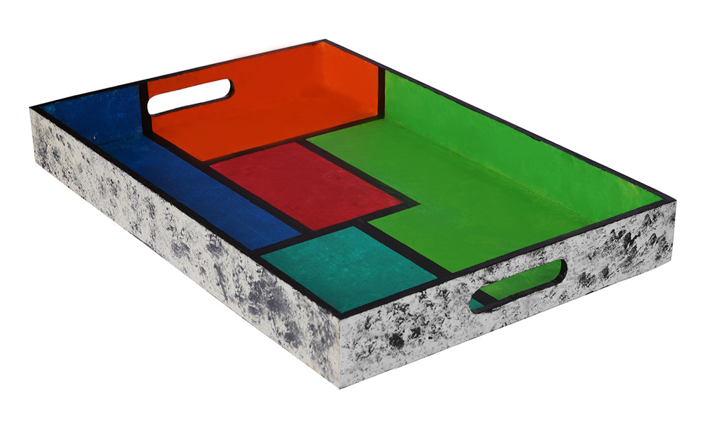 Buy in Bulk Wholesale Serving Tray in MDF with Hand-Painted Geometric Pattern - Multicolored - Kitchen Accessories