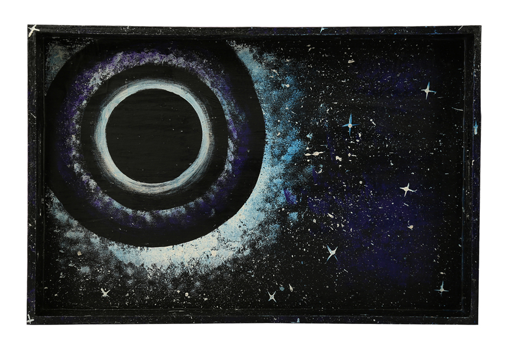 Buy in Bulk Wholesale Serving Tray in MDF Hand-Painted Secrets of Universe - Black - Kitchen Accessories