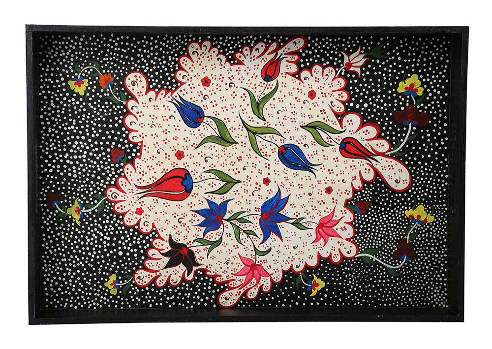 Buy in Bulk Wholesale Serving Tray in MDF Hand-Painted Royal-Blossoms Grand - Black, Pink and more - Kitchen Accessories