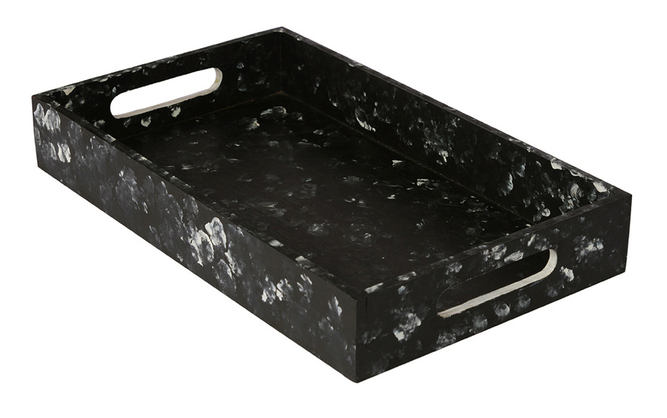 Buy in Bulk Wholesale Serving Tray in MDF Hand-Painted Black & Gray with Abstract Pattern - Kitchen Accessories