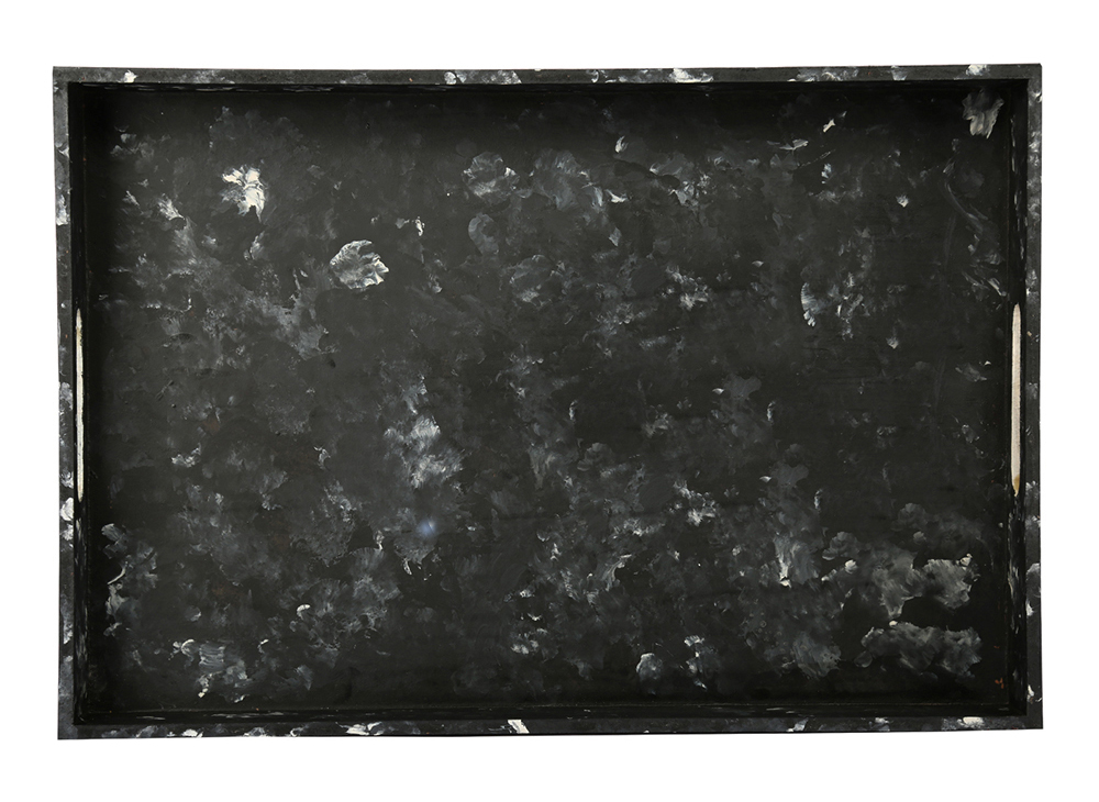 Buy in Bulk Wholesale Serving Tray in MDF Hand-Painted Black & Gray with Abstract Pattern - Kitchen Accessories