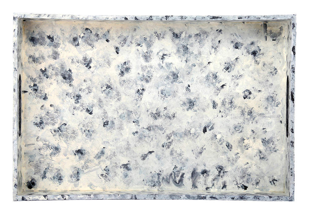 Buy in Bulk Wholesale Serving Tray in MDF Hand-Painted Abstract - White & Gray - Kitchen Accessories