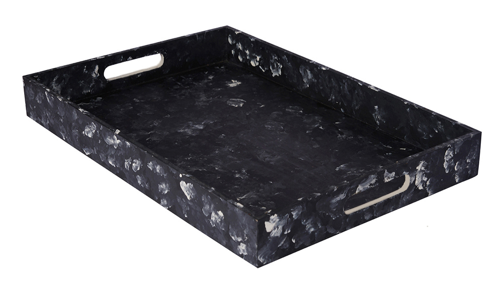 Buy in Bulk Wholesale Serving Tray in MDF - Black, White Hand-Painted Spotty Grand - Kitchen Accessories