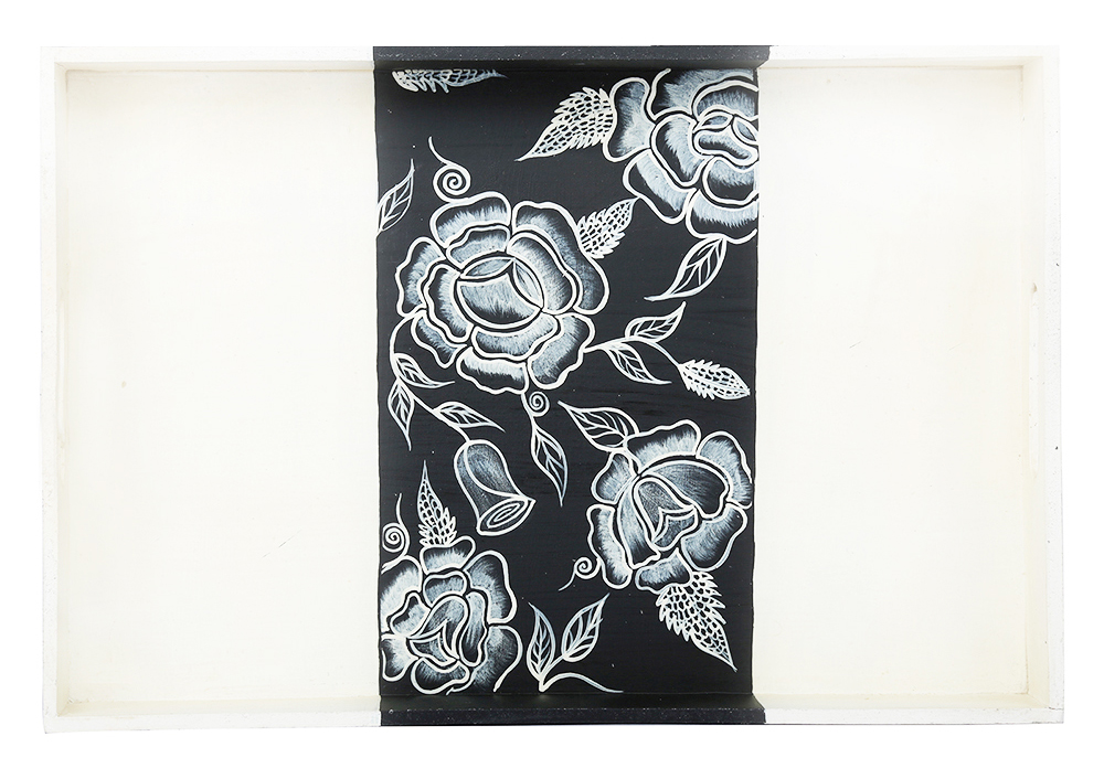 Bulk Buy MDF Serving Tray 15.5 Inch with Handles Hand painted in Black & White Bulk Suppliers - MDF Decorative Coffee, Tea Table Essential Tray Kitchen/Home/Patio/Ottoman Decorative Table Accessories