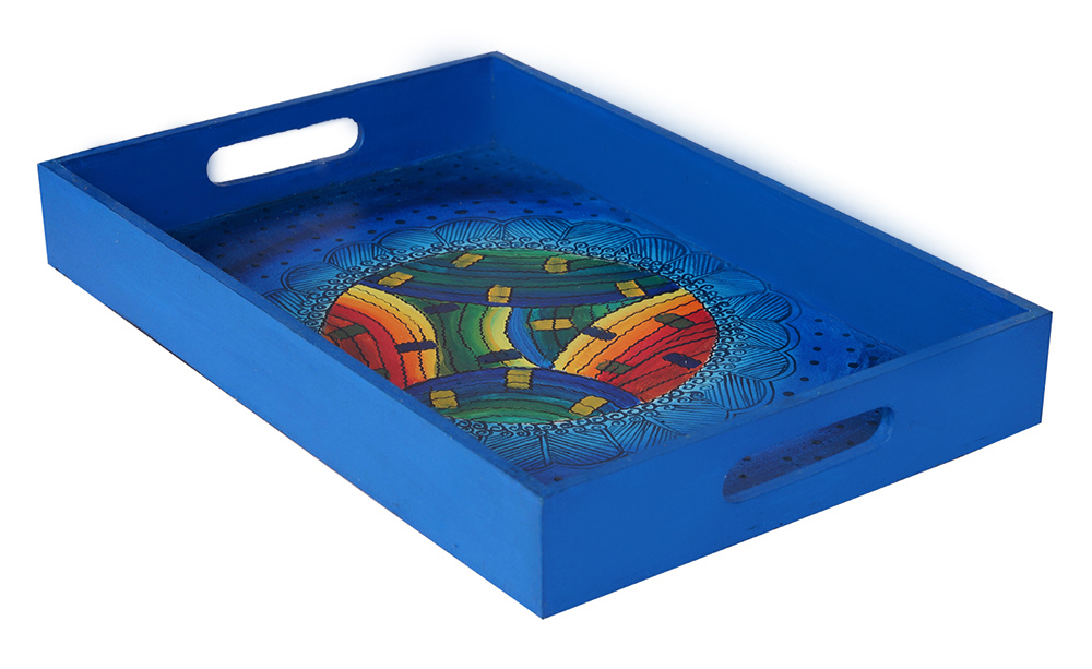Buy in Bulk Wholesale Serving Tray in MDF with Hand-Painted Colorful Modern Art - Kitchen Accessories