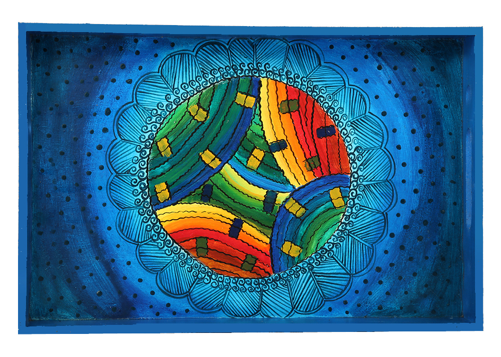 Buy in Bulk Wholesale Serving Tray in MDF with Hand-Painted Colorful Modern Art - Kitchen Accessories