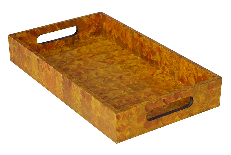 Buy in Bulk Wholesale Serving Tray in MDF Hand-Painted Warm Glow - Yellow & Orange - Kitchen Accessories
