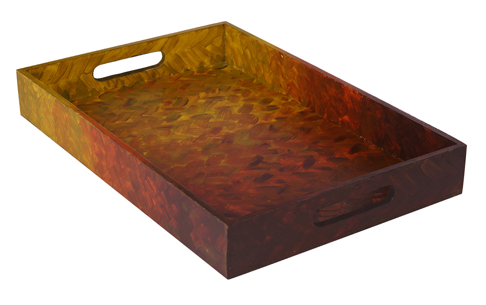 Buy in Bulk Wholesale Serving Tray in MDF Hand-Painted with Orange and Black Hues - Kitchen Accessories
