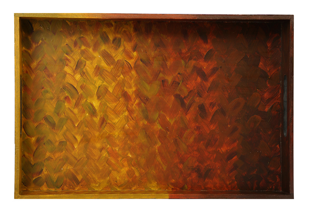 Buy in Bulk Wholesale Serving Tray in MDF Hand-Painted with Orange and Black Hues - Kitchen Accessories