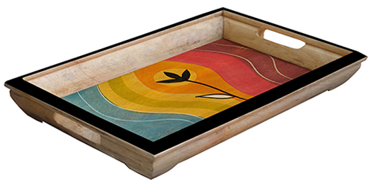 Buy in Bulk Wholesale Blossoms’ Large Serving Tray - Hand-Painted in Bright Colors - Wood - Kitchen Accessories from India