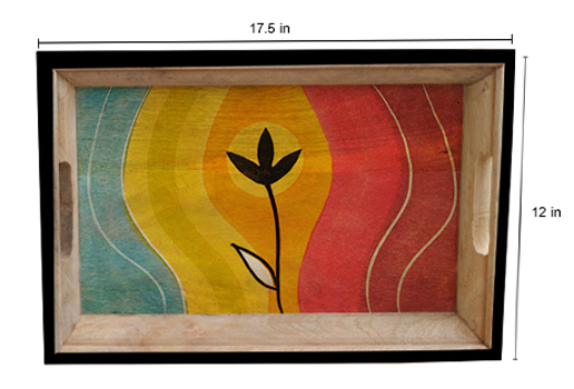 Buy in Bulk Wholesale Blossoms’ Large Serving Tray - Hand-Painted in Bright Colors - Wood - Kitchen Accessories from India