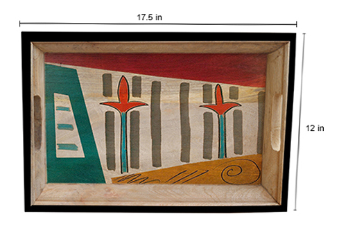 Buy in Bulk Wholesale Serving Tray in Wood - Nature’s Treat Hand-Painted in Bright Colors - Multicolored and Large - Kitchen Accessories