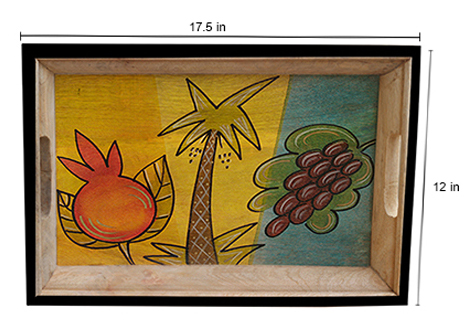 Buy in Bulk Wholesale - Serving Tray in Wood - Fruit Flavors Hand-Painted in Bright Colors - Multicolored and Large - Kitchen Accessories