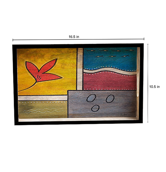 Buy in Bulk Wholesale - Serving Tray in Wood - Nature’s Colors Hand-Painted in Bright Colors - Multicolored and Large - Kitchen Accessories