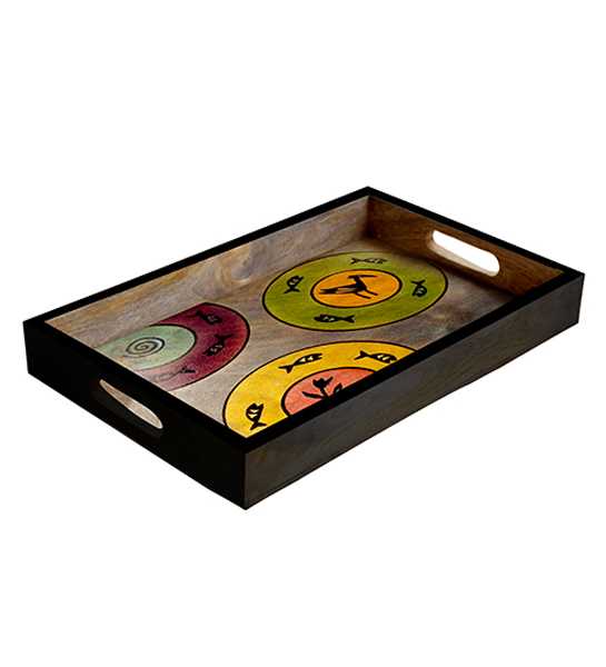 Sea World - Serving Tray in Wood - Hand-Painted in Bright Colors - Multicolored and Large - Kitchen Accessories - Buy in Bulk Wholesale