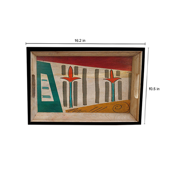 Buy in Bulk Wholesale Medium Serving Tray - Dream-Field Hand-Painted in Bright Colors - Wood - Kitchen Accessories from India