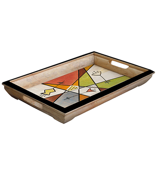 Buy in Bulk Wholesale Medium Serving Tray - Uptown Hand-Painted in Bright Colors - Wood - Kitchen Accessories from India
